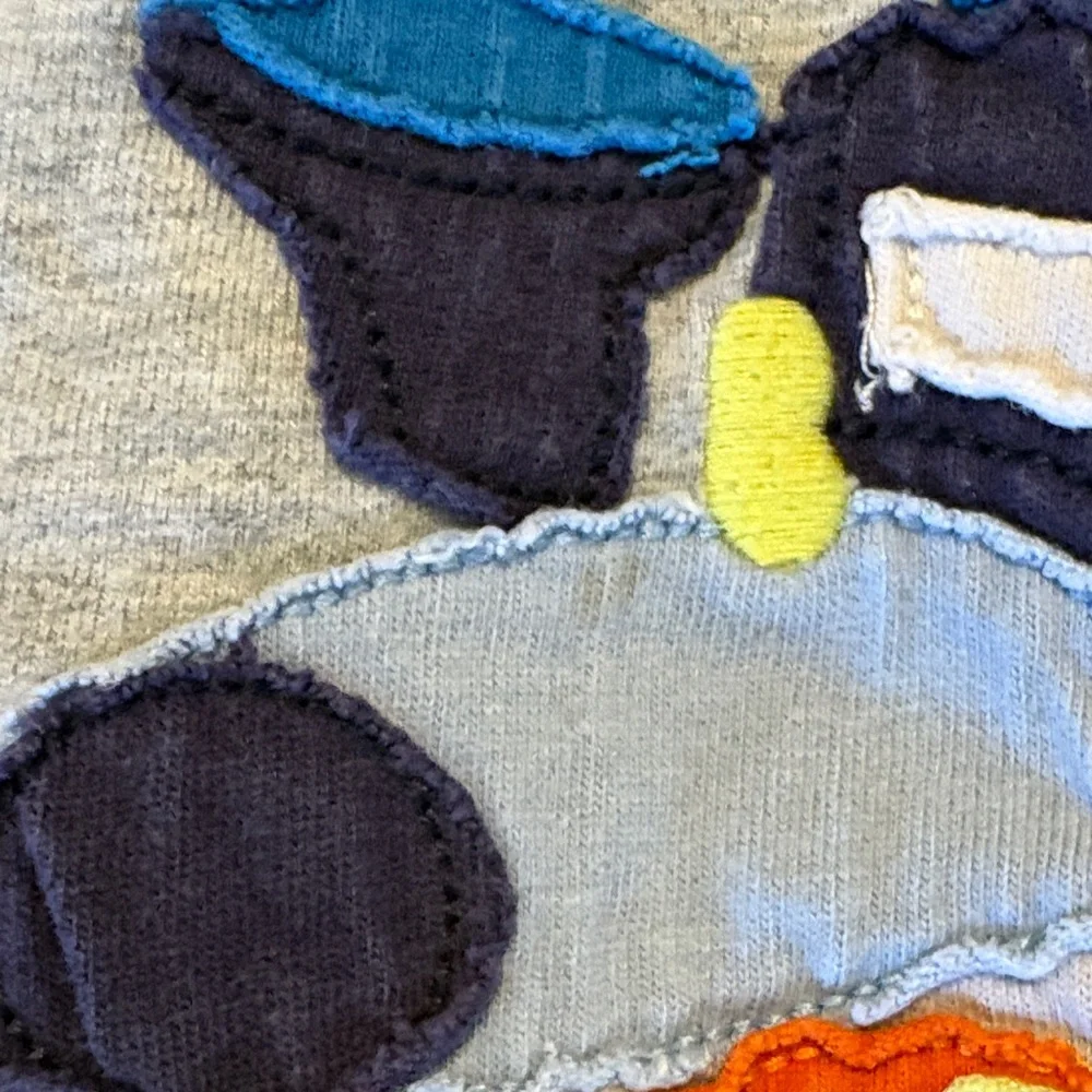 Boden Grey Long Sleeve Tee with Colorful Train Applique